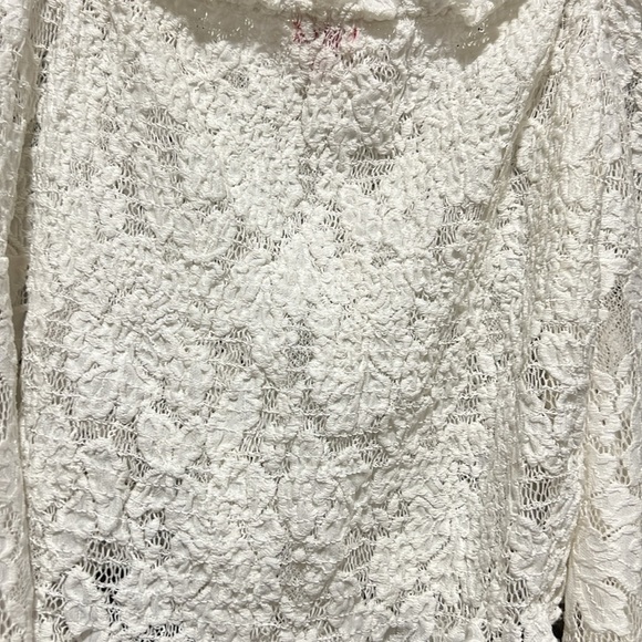 Guess Off Shoulder Lace Crop Top S Flare Bell Sleeves Festival Stretch Boho - Picture 6 of 8